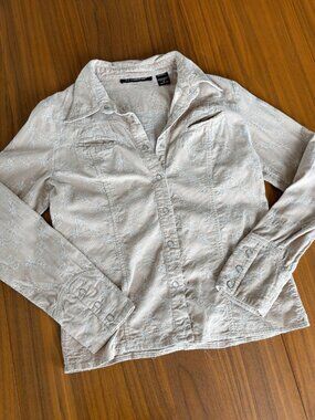 Vintage 52 Weekends Top Medium Corduroy Embroidered Y2K Western Coastal Cowgirl